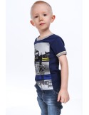 Navy blue boys\' t-shirt with print NDZ4479 - Online store - Boutique